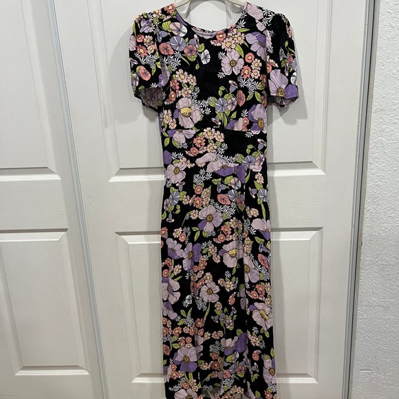 AFRM Dresses & Skirts - AFRM Los Angeles Floral Print Midi Dress Women's Puff Sleeve‎ Cutout Back Size M